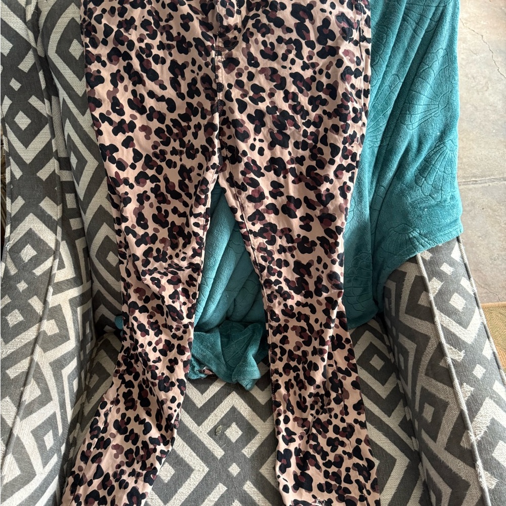 NYDJ Pink and Black Leopard Flare Leggings